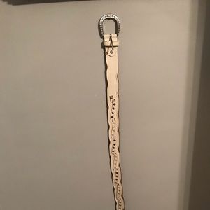 White leather bling belt